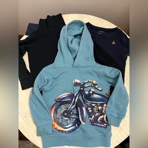 3T Boys Bundle of 3 Fall Autumn Tops: 2 Long Sleeve Shirts + 1 Hoodie